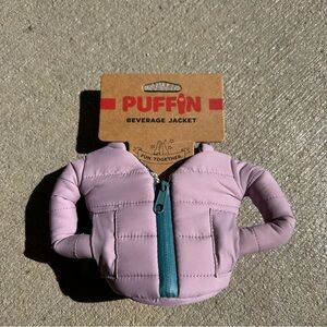 Puffin Drinkware Beverage Jacket Parka Style in rose/teal NWT